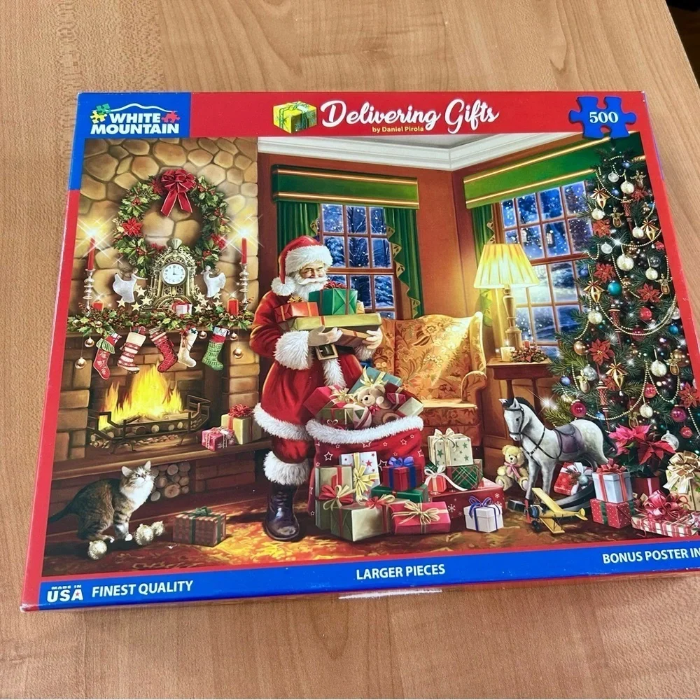 White mountain puzzle Christmas Santa delivering gifts 500 pieces toys complete